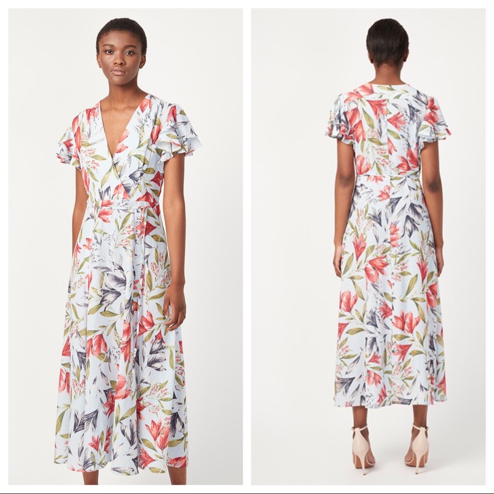 FRENCH CONNECTION Floral Wrap Maxi Dress SZ 10